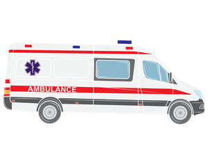 Ambulance car medical vehicle vector illustration isolated on white background