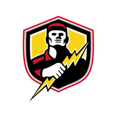 Electrician Thunderbolt Crest Mascot