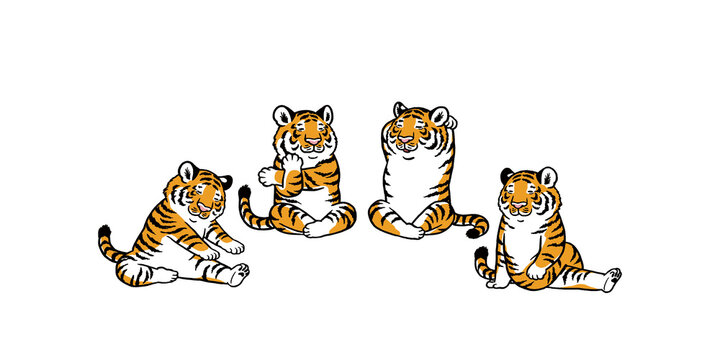 ストレッチをするトラのイラスト
