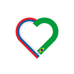 unity concept. heart ribbon icon of slovenia and brazil flags. vector illustration isolated on white background