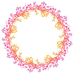 Wreath - vector decorative flowers in yellow-pink colors.