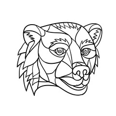 Grizzly Bear Head Mosaic Black and White
