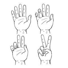 Victory or Peace Hand Sign Drawing