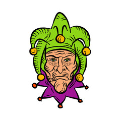 Medieval Court Jester Etching Color