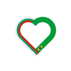unity concept. heart ribbon icon of bulgaria and brazil flags. vector illustration isolated on white background