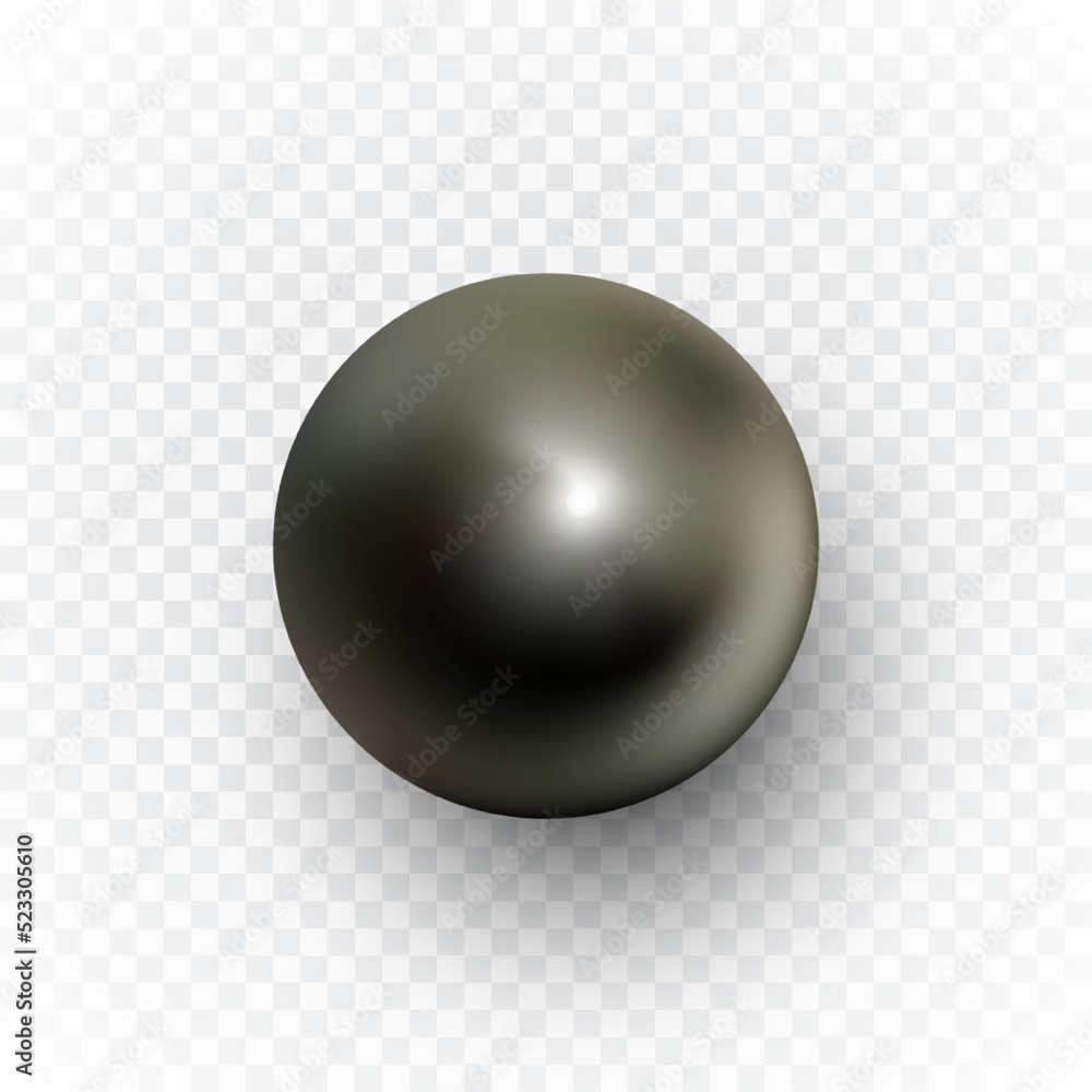 Poster dark metal sphere with shadow on transparent background.vector design element