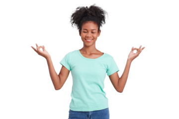 happy  smiling african american person with raised hands ,Let go, don't worry about concept