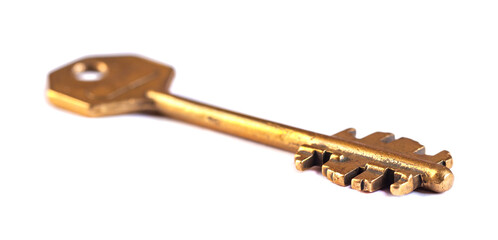 Old key is isolated on white background