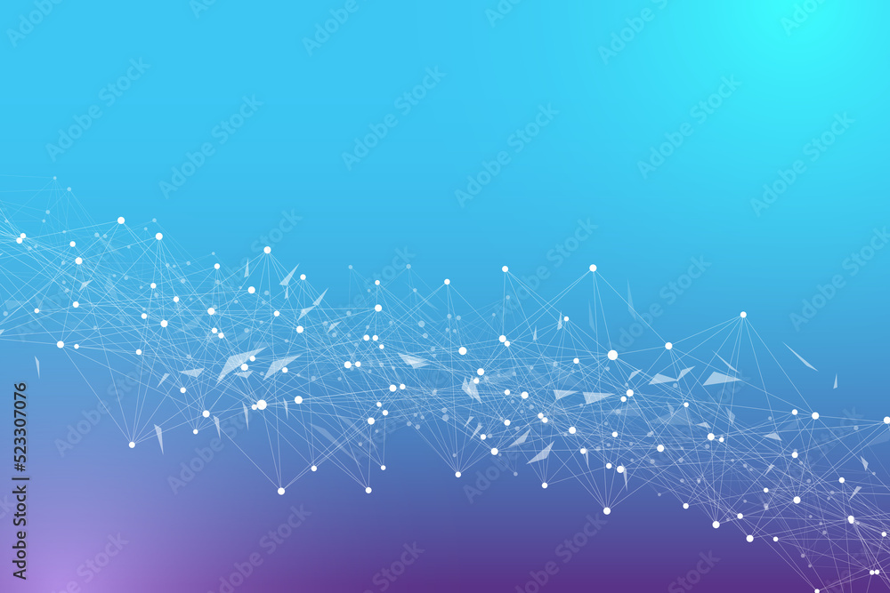Leinwandbilder Geometric graphic background molecule and communication. Big data complex with compounds. Lines plexus, minimal array. Digital data visualization. Scientific cybernetic illustration.
