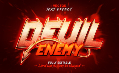 Red devil game title style editable text effect template