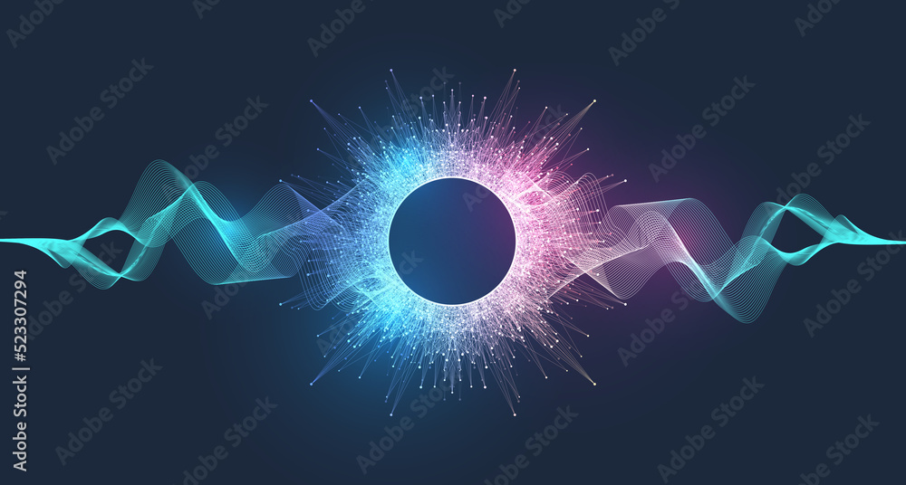 Poster sound poster design with abstract gradient line waves. music wave abstract background, illustration.