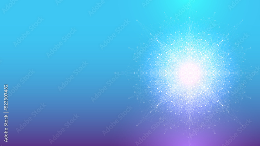 Poster Blockchain transfer satellite future communications illustration. Abstract technology cloud world. Global network fintech background. Digital blockchain communications