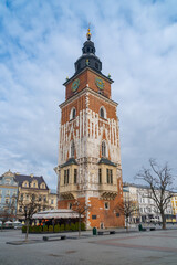 Fototapeta na wymiar Town Hall Tower on the Main Square in Krakow