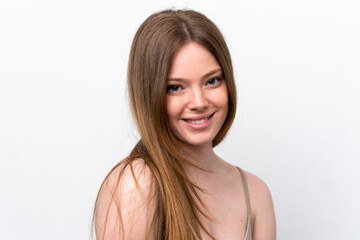 Fototapeta premium Young caucasian woman isolated on white background . Portrait