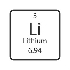 Lithium symbol. Chemical element of the periodic table. Vector illustration.