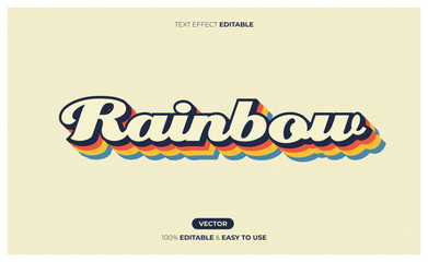 Rainbow vintage text effect editable, colorfull text style