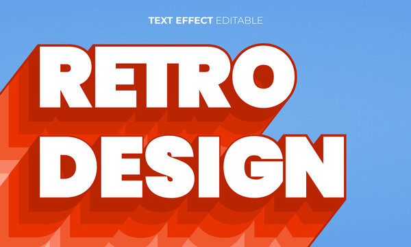 Retro design text effect, colorful modern poster text style