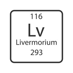 Livermorium symbol. Chemical element of the periodic table. Vector illustration.