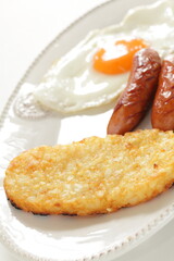 harsh brown and sausage for breakfast 
