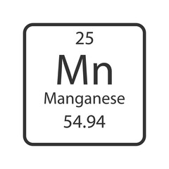 Manganese symbol. Chemical element of the periodic table. Vector illustration.