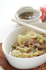 Chinese green and cabbage stir fried with pork