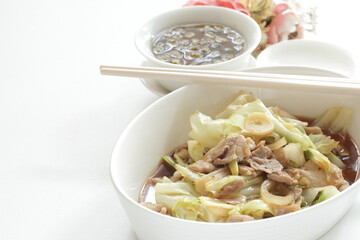 Chinese green and cabbage stir fried with pork