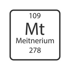 Meitnerium symbol. Chemical element of the periodic table. Vector illustration.