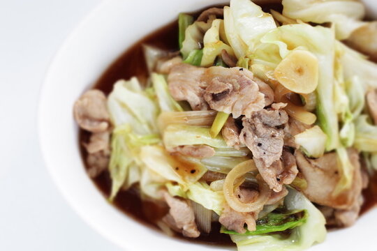 Pork and cabbage stir fried for Chinese stir fried vegetable image