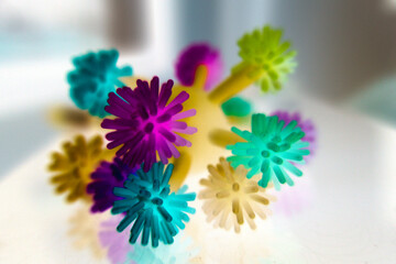 Virus illustration created by inverting colours of a pom-pom 