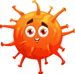 Cartoon red virus character, medicine and health