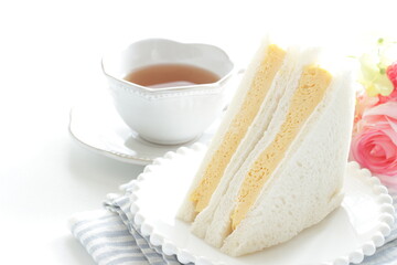 Japanese thick fried egg Tamagoyaki sandwiches for breakfast image