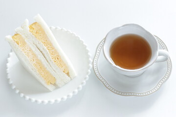 Japanese thick fried egg Tamagoyaki sandwiches for breakfast image