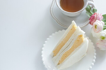 Japanese thick fried egg Tamagoyaki sandwiches for breakfast image