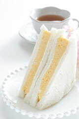 Japanese thick fried egg Tamagoyaki sandwiches for breakfast image