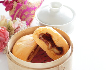 Chinese fusion food, Cheese in steamed bun for yum cha food