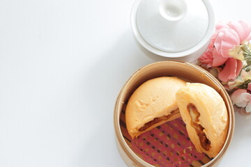 Chinese fusion food, Cheese in steamed bun for yum cha food