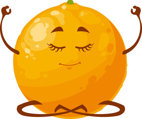 Cartoon orange fruit yoga practice vector icon