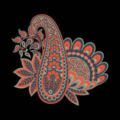 Vector Paisley pattern in floral indian style