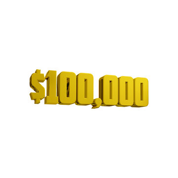 3d Golden $100,000 Text