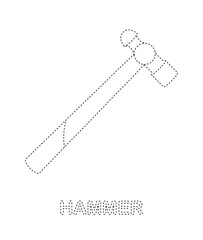 Hammer tracing worksheet for kids