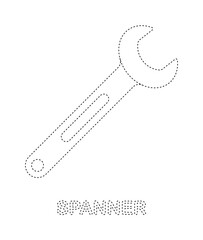 Spanner tracing worksheet for kids