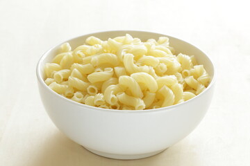boiled macaroni in bowl for prepared cooking ingredient