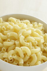 boiled macaroni in bowl for prepared cooking ingredient