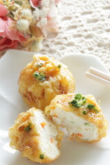 Chinese Food, tofu and fish cake for Yum cha Dumpling Dim Sum food