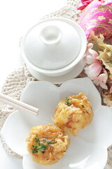 Chinese Food, tofu and fish cake for Yum cha Dumpling Dim Sum food