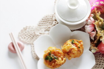 Chinese Food, tofu and fish cake for Yum cha Dumpling Dim Sum food