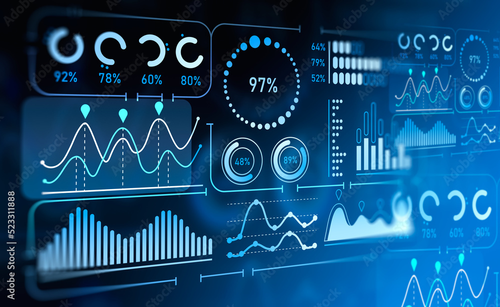 Wall mural forex graph chart with numbers, lines and analytics