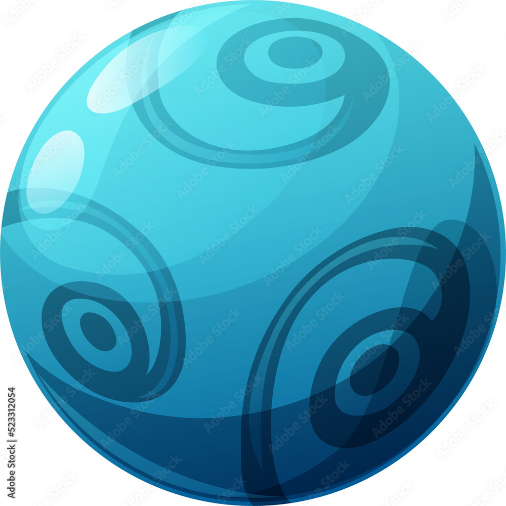 Poster blue mysterious planet with swirls, space object