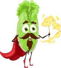 Magic chinese cabbage wizard cartoon character