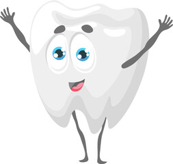 Human happy smiling cartoon tooth character